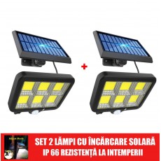 Set 2x Lampa Proiector cu Panoul solar 1+1