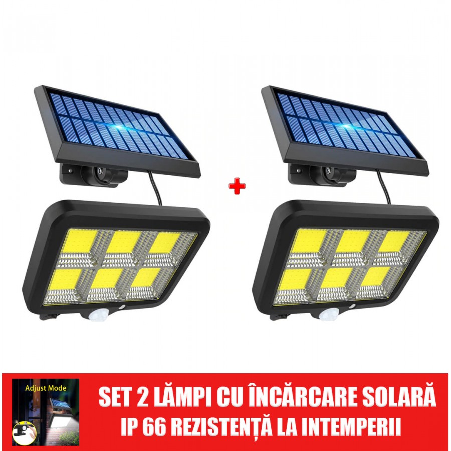 Set 2x Lampa Proiector cu Panoul solar 1+1